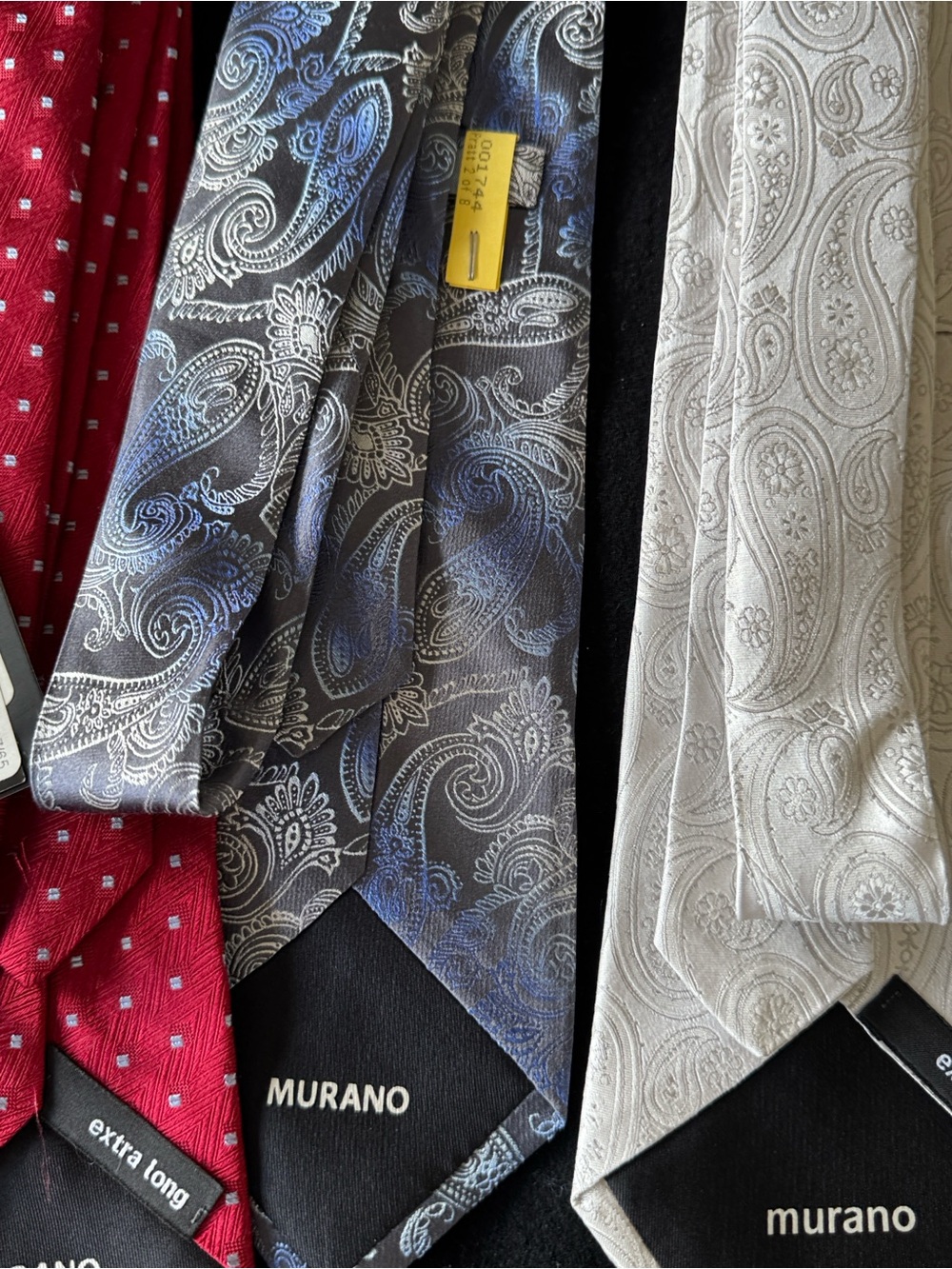 Murano Red, Blue Paisley, and Silver/Gray Paisley Tie Set - Picture 6 of 8